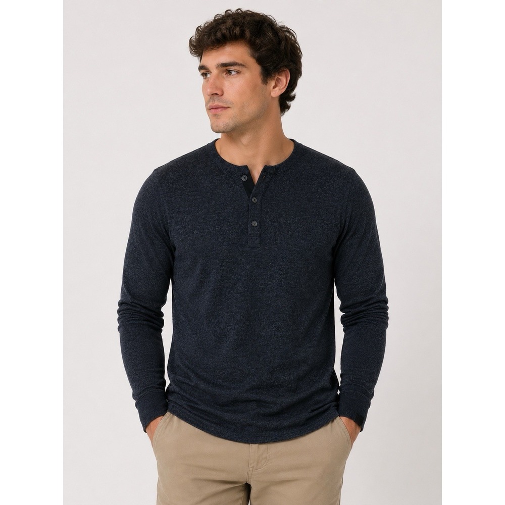 Rag & Bone Merino Wool Henley Sweater Charcoal Long Sleeve Knit Size S